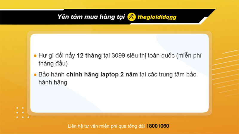 Chính sách bảo hành laptop Intel tại Thế Giới Di Động 